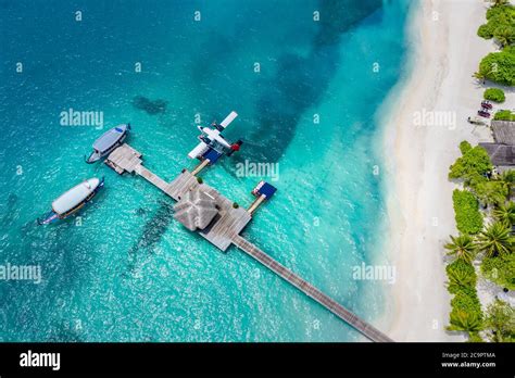 Aerial view of beach in Maldives. Amazing aerial landscape in Maldives ...