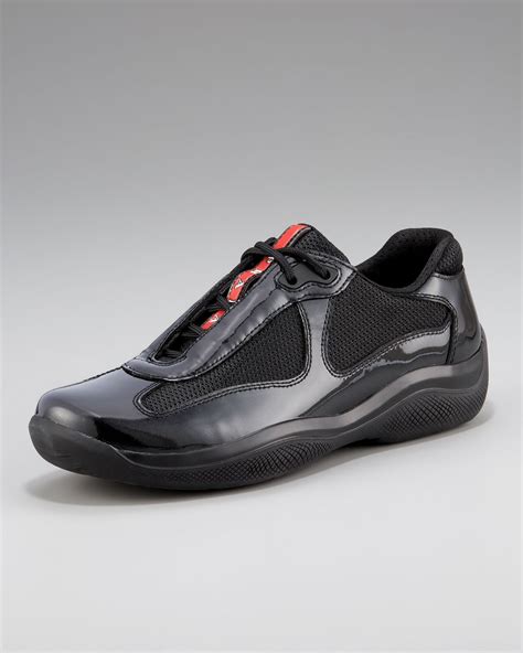 Lyst - Prada Patent Leather Sneaker in Black