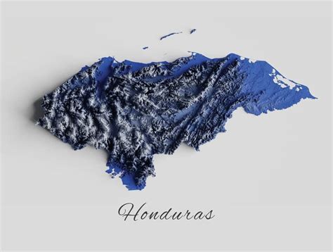 Mapa de relieve de Honduras, por Miguel Valenzuela (2020) - Mapas Milhaud