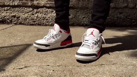 Jordan 3 Fire Red 2013 on feet - YouTube