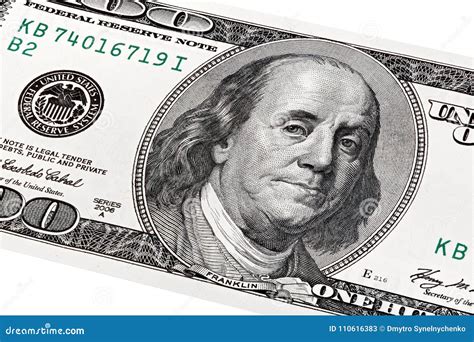 Stack Portrait of Benjamin Franklin on One Hundred Dollars Bill. Stock Image - Image of green ...