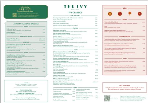 The Ivy On The Square Edinburgh's full menu online