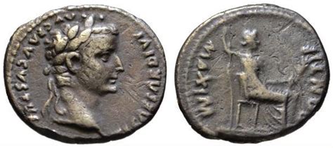 Tiberius AR denarius - Livia as Pax - Beautiful toning | Roman Imperial Coins