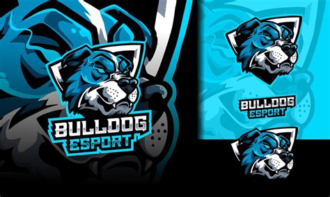 Premium Vector | Bulldong white and blue gaming mascot esport logo design