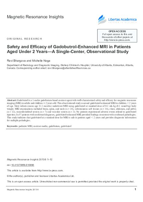 (PDF) Safety and efficacy of gadobutrol-enhanced MRI in patients aged under 2 years-a single ...