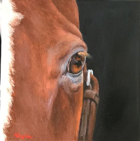 Original Horse eye oil painting on canvas by Nicolae Art Honest Soul 6x6