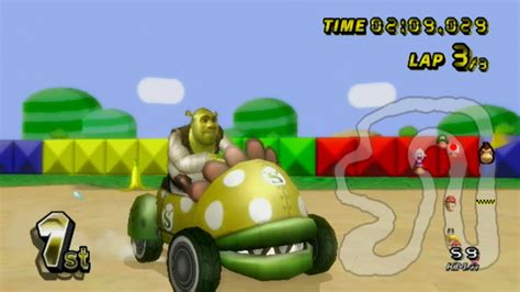 Shrek on Mario Kart Wii - Texture Hack for Donkey Kong by TravixMan - YouTube