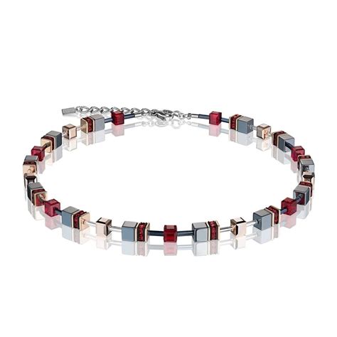 Coeur De Lion Geo Cube Red Necklace 4015/10-0300 - Jewellery from Lowry Jewellers UK