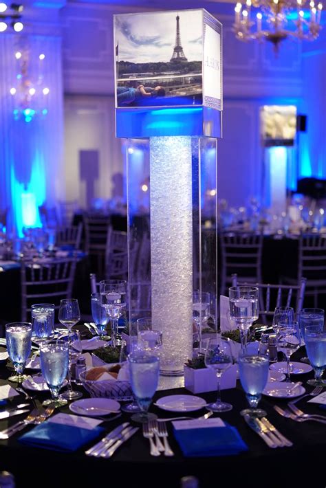 Club theme - bar mitzvah - light up - blue - centerpiece - photos ...