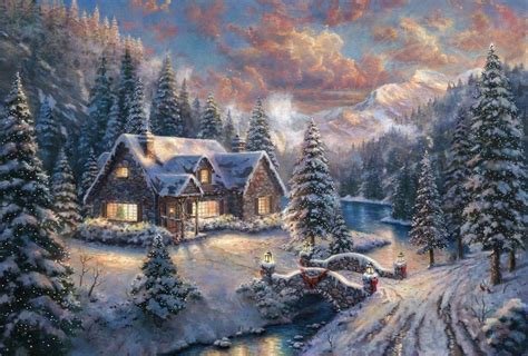 Christmas Thomas Kinkade Winter Wallpapers - Top Free Christmas Thomas ...