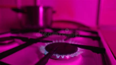 Lit Gas Burner on the Kitchen Stove Stock Footage - Video of household, cook: 246622770