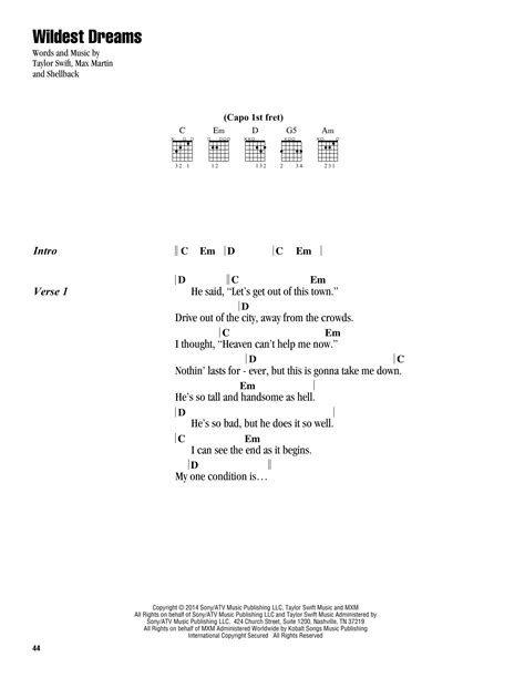 Wildest Dreams by Taylor Swift - Guitar Chords/Lyrics - Guitar Instructor