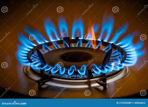 Bright Blue Flame from Propane on Burner of Gas Kitchen Stove Stock ...