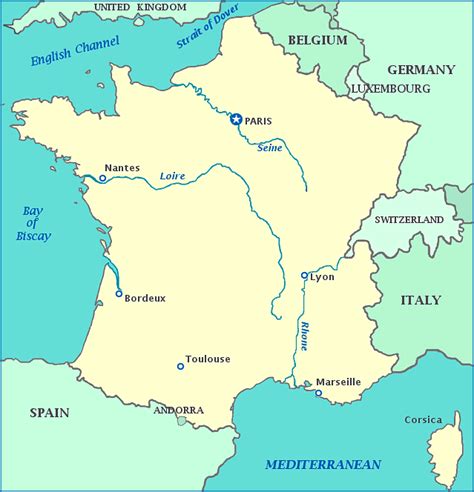 Map of France, Belgium, Germany, Switzerland, Italy, Spain and United ...