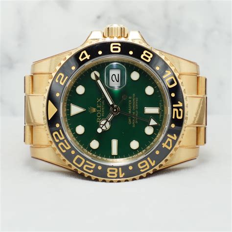 Pre-owned Rolex GMT Master II Yellow Gold 116718LN Jade | Watch ...