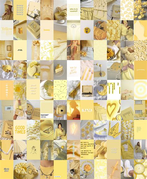 100 PCS Pastel Yellow Aesthetic Wall Collage Kit Yellow - Etsy