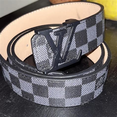 Louis Vuitton Belt Black with Black Buckle Size... - Depop