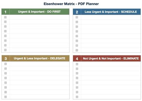 Free Use Templates Eisenhower Matrix