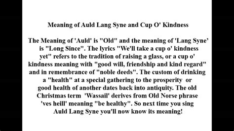 Meaning of Auld Lang Syne - YouTube