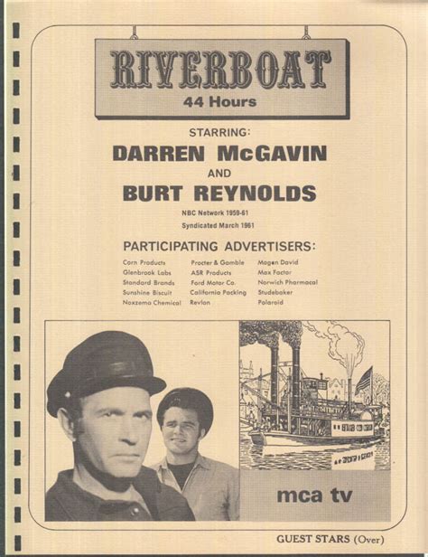 MCA TV Syndicated Show promo sheet 1960s Darren McGavin Burt Reynolds RIVERBOAT