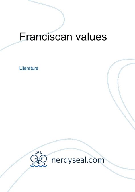 Franciscan values - 788 Words - NerdySeal