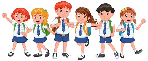 Cartoon boys and girls in school uniform. Vector illustration 28823673 Vector Art at Vecteezy