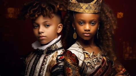 Premium AI Image | Afro kids fashion model in Royal authentic costume Dress full makeup and ...