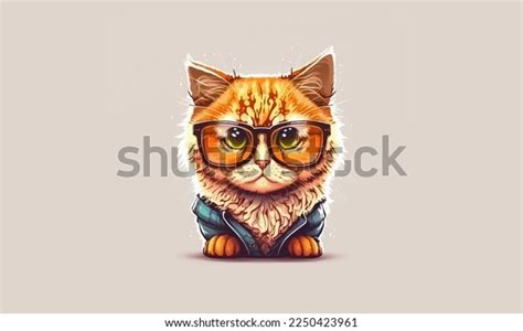 Cute Cat Wearing Glasses Cartoon Vector Stock Vector (Royalty Free ...