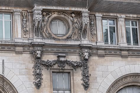 Architectural Details of Paris-Gare-de-Lyon (or Gare de Lyon - Station of Lyon, 1849), one of ...