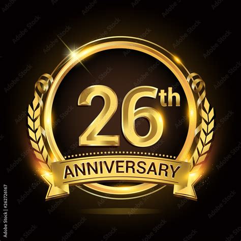 26th golden anniversary logo, 26 years anniversary celebration with ...