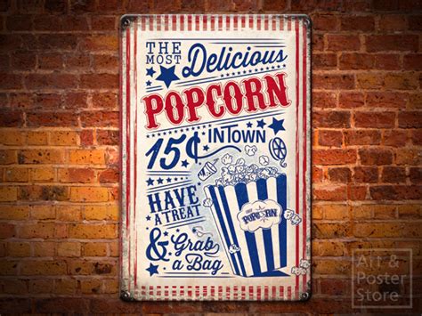 Second Life Marketplace - POPCORN Rusty Vintage Metal Sign POSTER