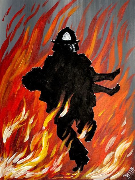 Learn how to paint a Fireman carrying a Child while running through ...