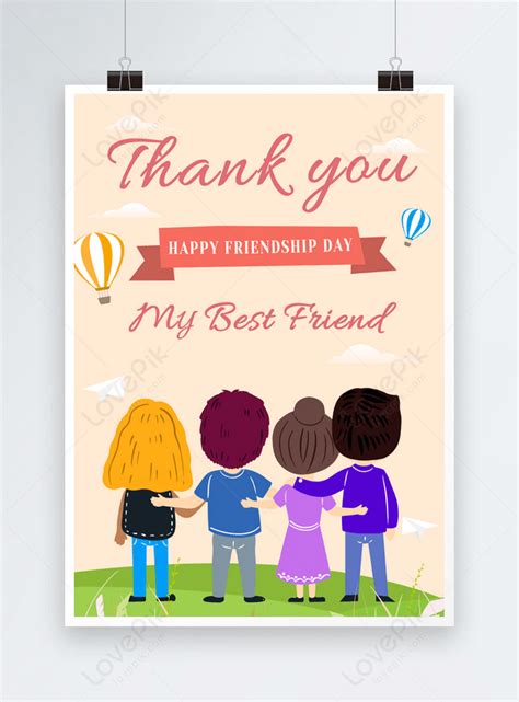 International friendship day creative simple thank you card template ...