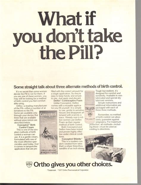 advertising print 1977 Beauty Health ORTHO birth Control Don't take the ...