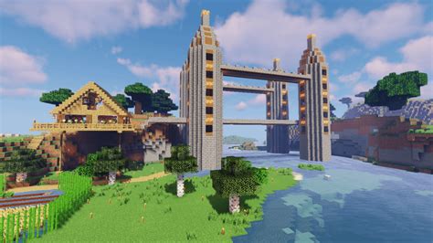 the bridge I built for 1 deep water : Minecraft