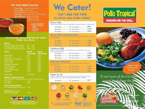 Pollo Tropical Printable Menu - Printable Word Searches