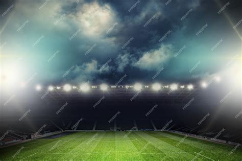 Premium Photo | Lights at night empty stadium