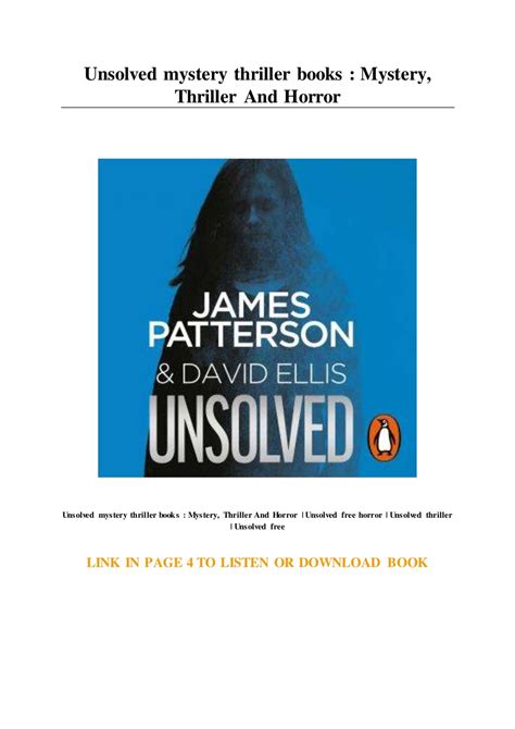 Unsolved mystery thriller books : Mystery... Thriller And Horror