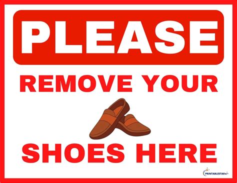 Please Remove Your Shoes Here | FREE Download Printable Star, Printable Paper, Remove Shoes Sign ...