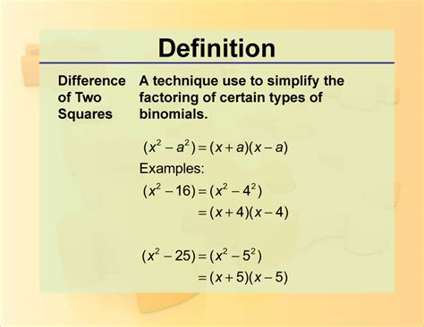 Definition--Difference of Two Squares | Media4Math