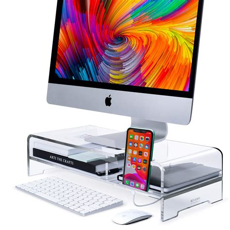 Buy Acrylic Monitor Stand Riser, Wide 20", 2 Tier Computer Stand with ...