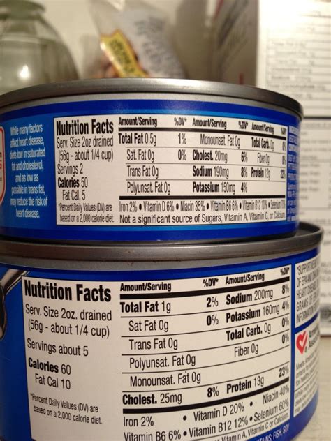 Same brand; two different sizes. Tuna can nutritional facts are inconsistent. Makes me wonder if ...