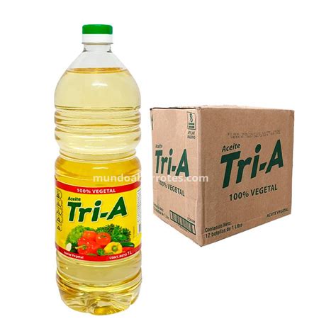 Aceite vegetal Tri-A caja (12 botellas 1 litro) - Mundo Abarrotes