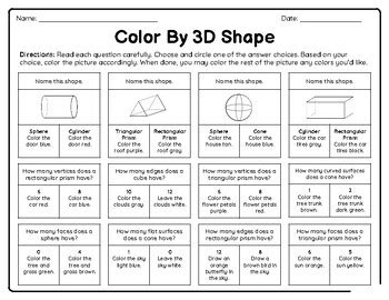 Color By 3D Shapes - Worksheet by professional designer | TPT