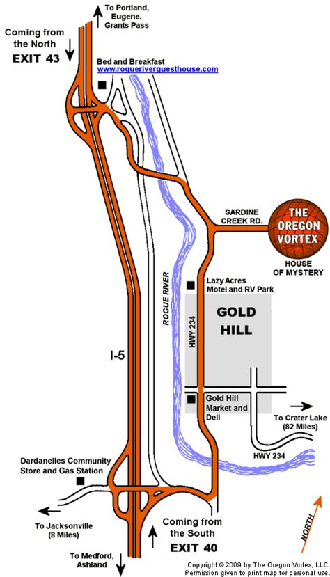 Road Map - The Oregon Vortex and location of the House of Mystery