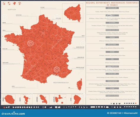 Map with Infographics, Regions, Departments and Overseas Territories of ...