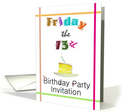 Friday the 13th birthday party invitation, wobbly lettering card