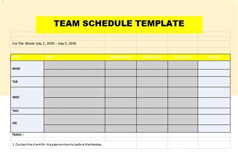 10 Team Schedule Template Letter Example Template - Bank2home.com