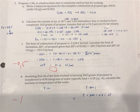 Write A Balanced Equation For The Complete Combustion Of Propane Gas Which Yields Co2 G And H2o ...