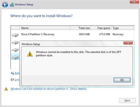 Fixed: The Selected Disk is of the GPT Partition Style